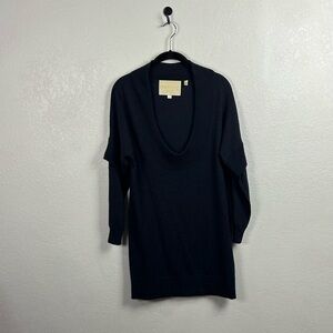 Thread Social Womens Navy Blue cowl Neck Sweater Dress Sz S Long Sleeve Wool
